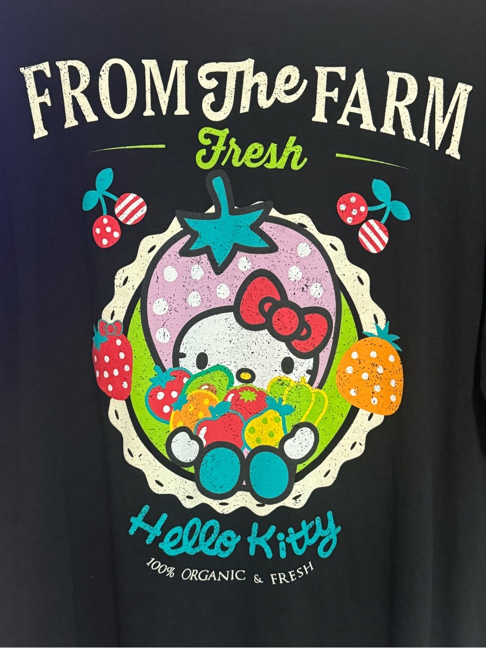 HELLO KITTY Farm Fresh Graphic Tee XXL 23.5” p2p Black - Picture 8 of 9